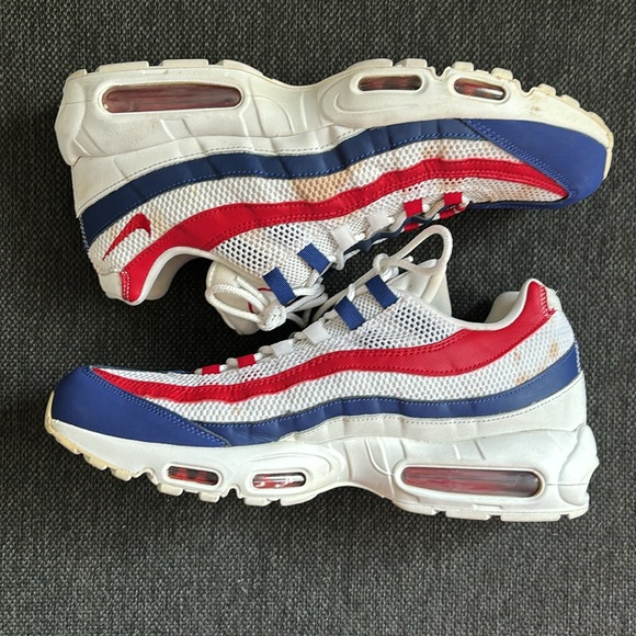 Nike Air Max 95 White Deep Royal Blue Gym Red - Picture 3 of 12